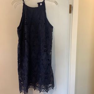 Navy dress with lace detail